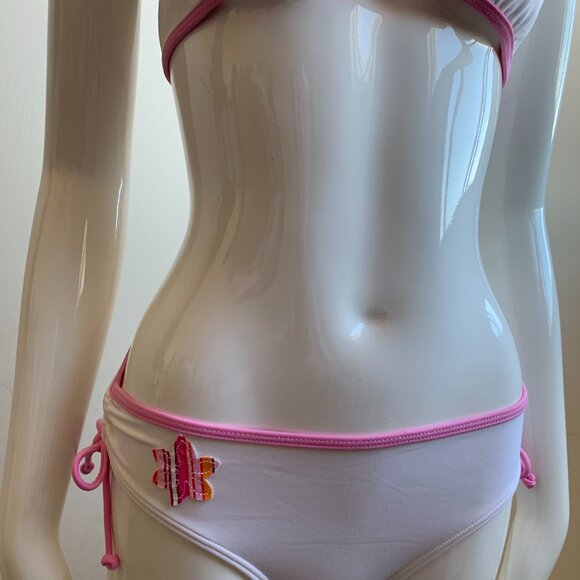 Billabong Girls swimwear pink & white floral patch and logo bikini set - Picture 3 of 6